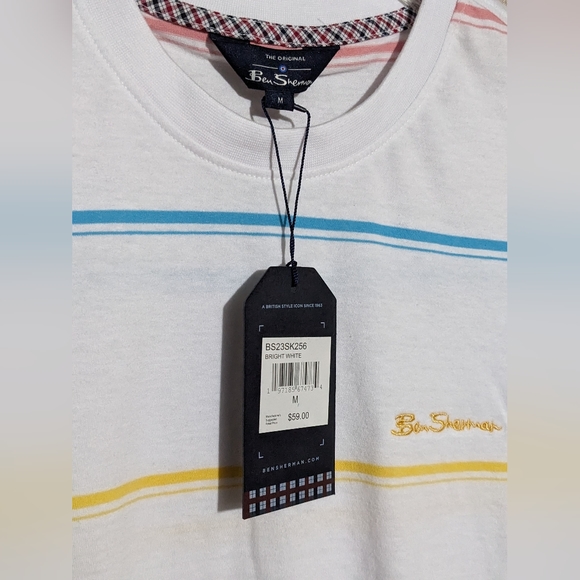 NWT Ben Sherman Regular Fit Multicolor Fine Stripe Short Sleeve Shirt Small - Picture 3 of 4